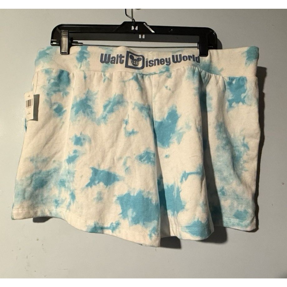 Disney Parks Women's Xl Blue White Tie Dye Lounge Shorts Nwt Drawstring — image 2 of 3